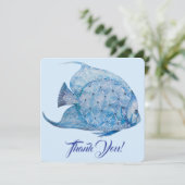 Blue and White Batik Angelfish Hartelijk dank Kaart (Staand voorkant)