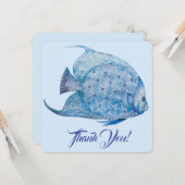 Blue and White Batik Angelfish Hartelijk dank Kaart (Voorkant / Achterkant in situ)