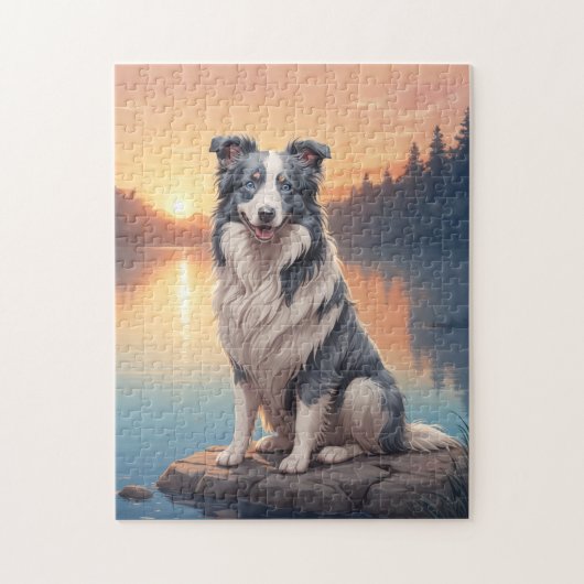 Blue and white Border Collie Legpuzzel (Verticaal)