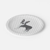 Blue and White Boston Terrier Cartoon Dog & Paws Papieren Bordje (Gekanteld)
