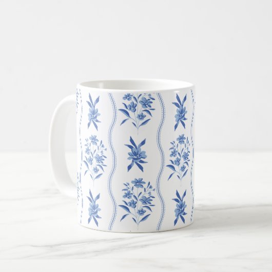 Blue and White Botanical Mug (Devant gauche)