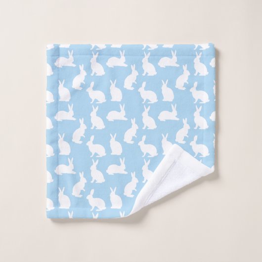 Blue And White Bunny Pattern Cute Easter (Gant de toilette)