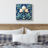 Blue and White Ceramic Floral Canvas Afdruk (Insitu (Slaapkamer))