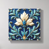 Blue and White Ceramic Floral Canvas Afdruk (Voorkant)