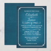 Blue and White Chalkboard Wedding Invitations Kaart (Voorkant / Achterkant)