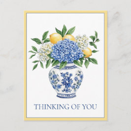 Blue and White Chinoiserie Vase With Hydrangeas Briefkaart