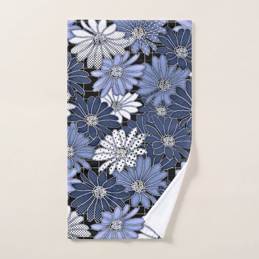 Blue and white daisy pattern handdoek (Handdoek)