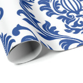 Blue and white damask patterned paper  cadeaupapier (Rol Hoek)