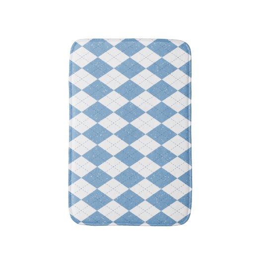Blue and White Diamond Geometric Pattern Badmat (Voorkant Verticaal)