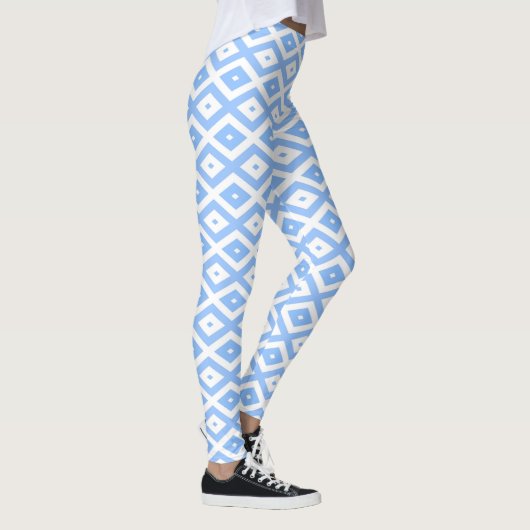 Blue and white diamond pattern leggings (Rechts)