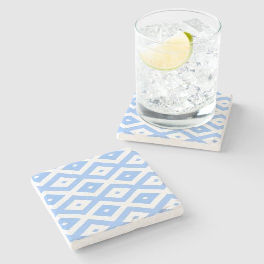 Blue and white diamond pattern stenen onderzetter (Zijkant)