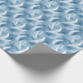 Blue and White Feather Pattern Bridal Cadeaupapier (Hoek)