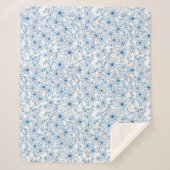 Blue and White Floral Aesthetic Sherpa Deken (Voorkant)