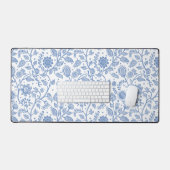 Blue and White Floral Botanical Pattern Whimsical (Clavier et souris)