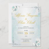Blue and White Flower Beauty Wedding Invitation (Devant)