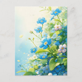 Blue and White Forget Me Not Floral Garden Briefkaart