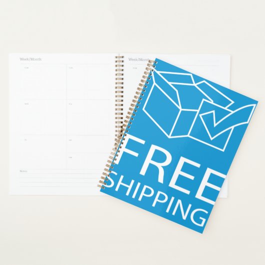 Blue and White Free Shipping Icon Planner (Display)