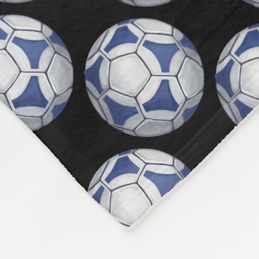 Blue and White Futbal Pattern Fleece Deken (Hoek)