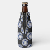 Blue and White Futbal Pattern Flesjeskoeler (Fles Achterkant)