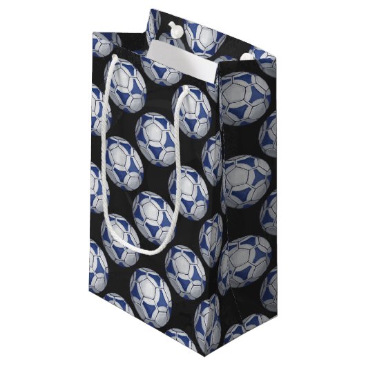 Blue and White Futbal Pattern Klein Cadeauzakje (Voorkant Gekanteld)