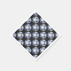 Blue and White Futbal Pattern Servetten