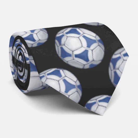 Blue and White Futbal Pattern Stropdas (Opgerold)