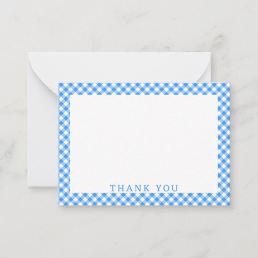 Blue And White Gingham Buffalo Plaid Thank You Notitiekaartje (Voorkant)