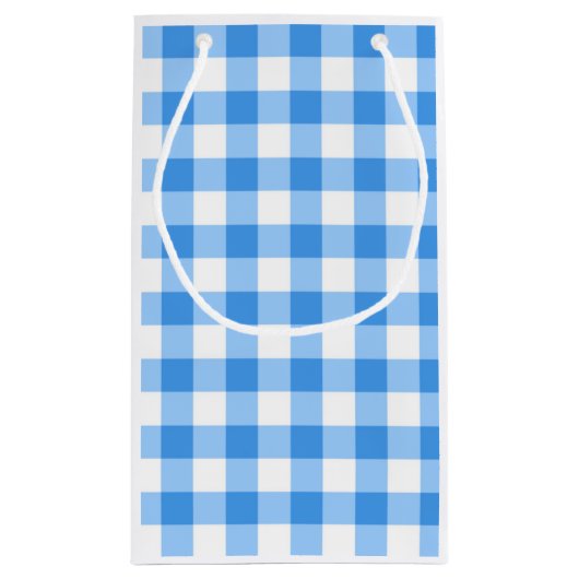 Blue and White Gingham Check Pattern Klein Cadeauzakje (Achterkant)