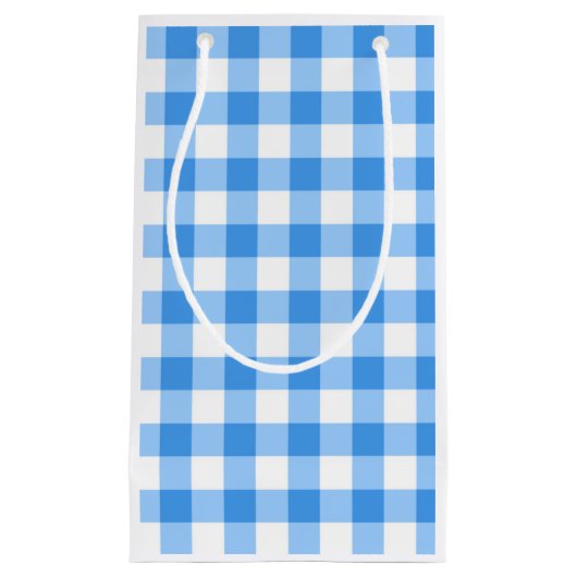 Blue and White Gingham Check Pattern Klein Cadeauzakje (Voorkant)