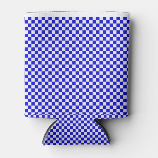 Blue and White Gingham Checkered Blikjeskoeler (Voorkant)