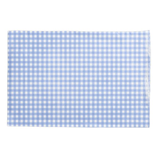 Blue and White Gingham Pattern Kussensloop (Achterkant-Links)