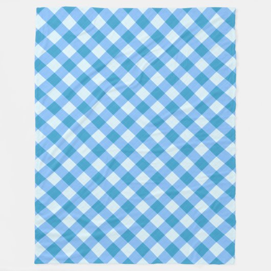 Blue and White Gingham Pattern Picnic Blanket Fleece Deken (Voorkant)