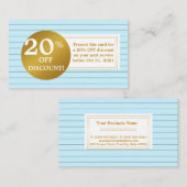 Blue and White Gold Label Discount Coupon Card (Voorkant / Achterkant)