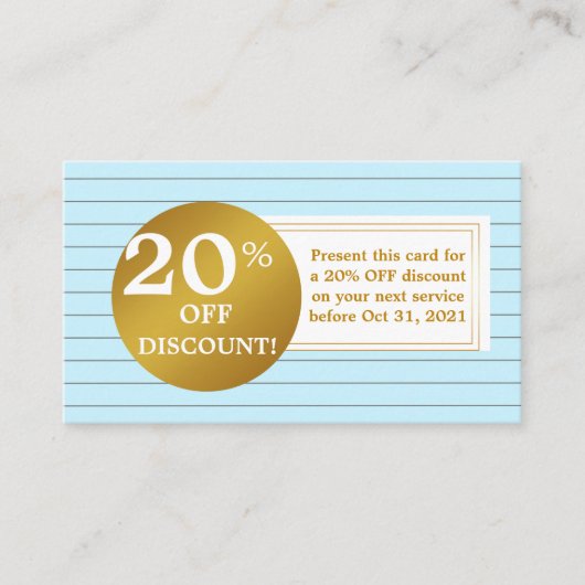 Blue and White Gold Label Discount Coupon Card (Voorkant)