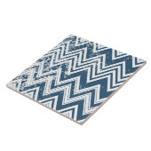 Blue and White Grunge Chevron Tegeltje (Zijkant)