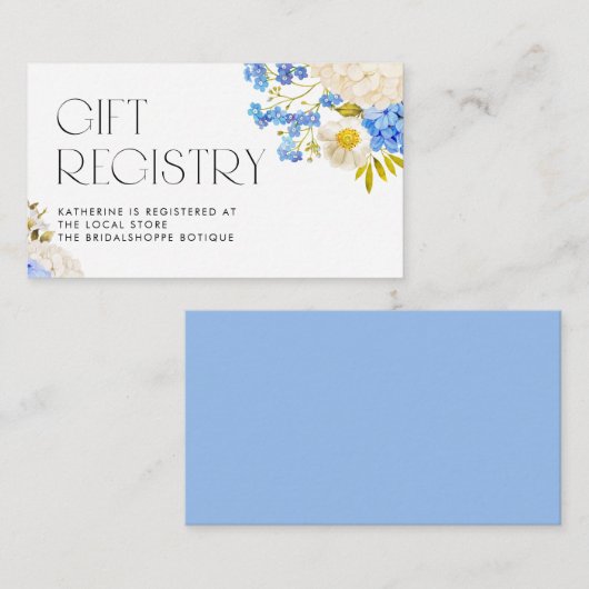 Blue and White Hydrangeas Baby shower Registry Informatiekaartje (Voorkant / Achterkant)