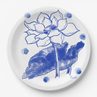 blue and white Japanese traditional plate 紙皿 大 Papieren Bordje