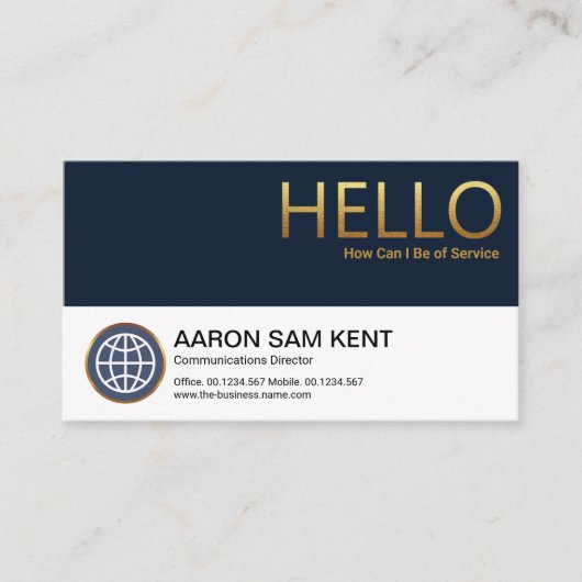 Blue and White Layers Gold Hallo Foundation CEO Visitekaartje (Voorkant)