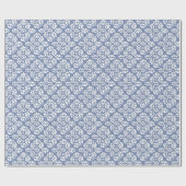 Blue and white leaf motif wrapping paper cadeaupapier (Vlak)