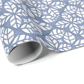 Blue and white leaf motif wrapping paper cadeaupapier (Rol Hoek)