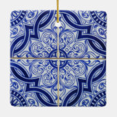Blue and White Mediterranean Azulejo Tile Pattern Keramisch Ornament (Achterkant)