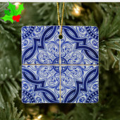 Blue and White Mediterranean Azulejo Tile Pattern Keramisch Ornament