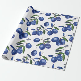 Blue and white Mediterranean Olives  Cadeaupapier