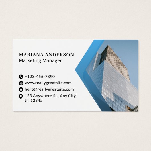 Blue and White Modern Corporate Business Card (Devant)
