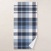 Blue and White modern tartan plaid Scottish seamle Badhanddoek (Badhanddoek)