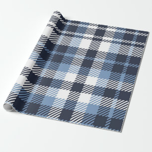 Blue and White modern tartan plaid Scottish seamle Cadeaupapier