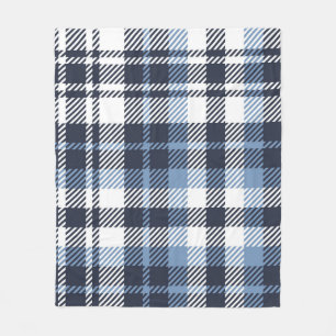 Blue and White modern tartan plaid Scottish seamle Fleece Deken