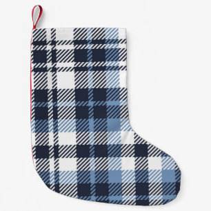 Blue and White modern tartan plaid Scottish seamle Kleine Kerstsok