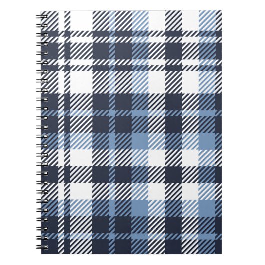 Blue and White modern tartan plaid Scottish seamle Notitieboek (Voorkant)