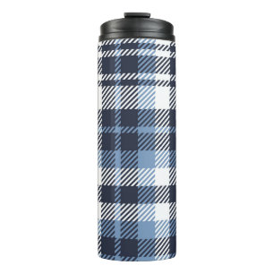 Blue and White modern tartan plaid Scottish seamle Thermosbeker